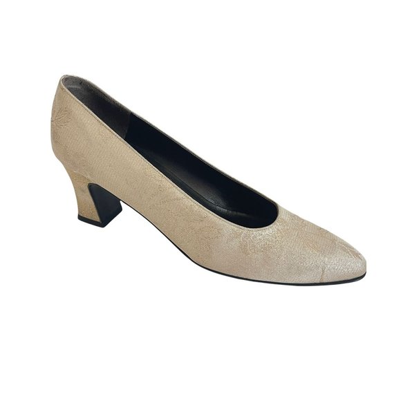 Salvatore Ferragamo Grezzo Gold Heels, DQ66147 Size 7.5 2a - Picture 2 of 9